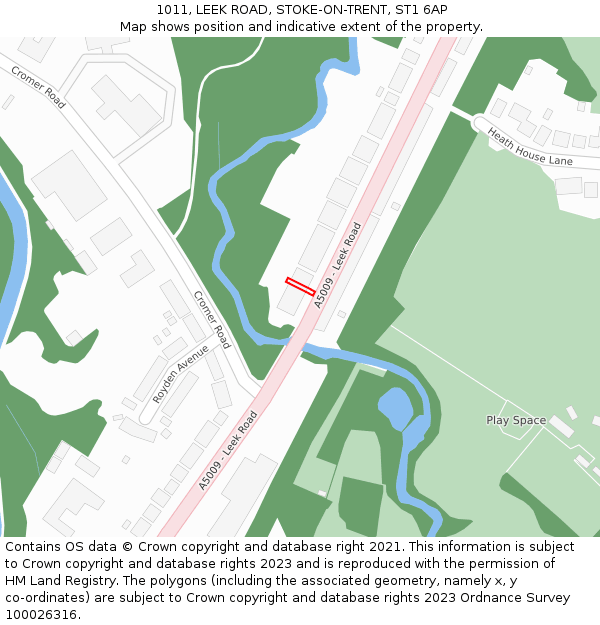 1011, LEEK ROAD, STOKE-ON-TRENT, ST1 6AP: Location map and indicative extent of plot