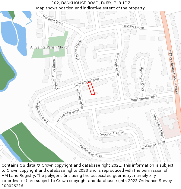 102, BANKHOUSE ROAD, BURY, BL8 1DZ: Location map and indicative extent of plot