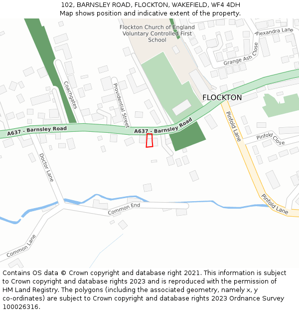 102, BARNSLEY ROAD, FLOCKTON, WAKEFIELD, WF4 4DH: Location map and indicative extent of plot