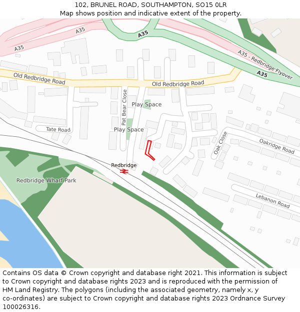 102, BRUNEL ROAD, SOUTHAMPTON, SO15 0LR: Location map and indicative extent of plot
