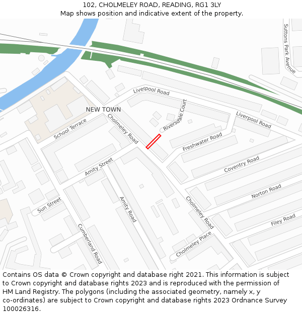 102, CHOLMELEY ROAD, READING, RG1 3LY: Location map and indicative extent of plot