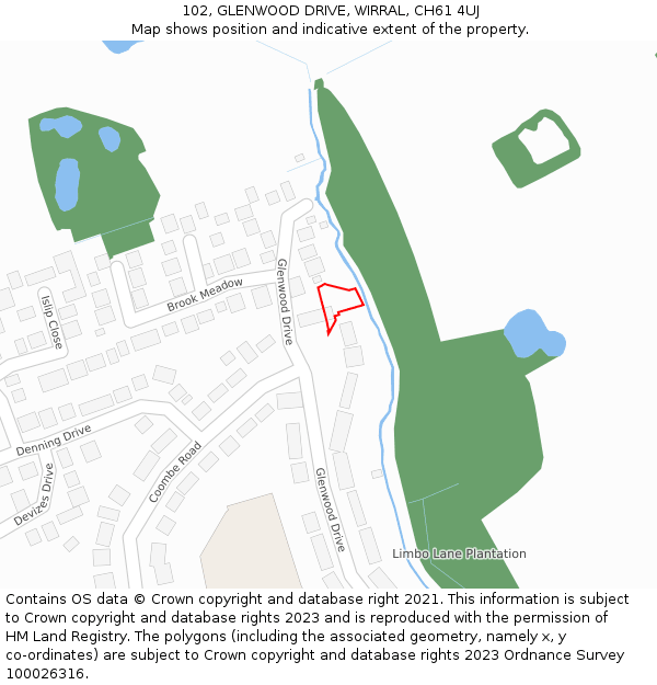 102, GLENWOOD DRIVE, WIRRAL, CH61 4UJ: Location map and indicative extent of plot