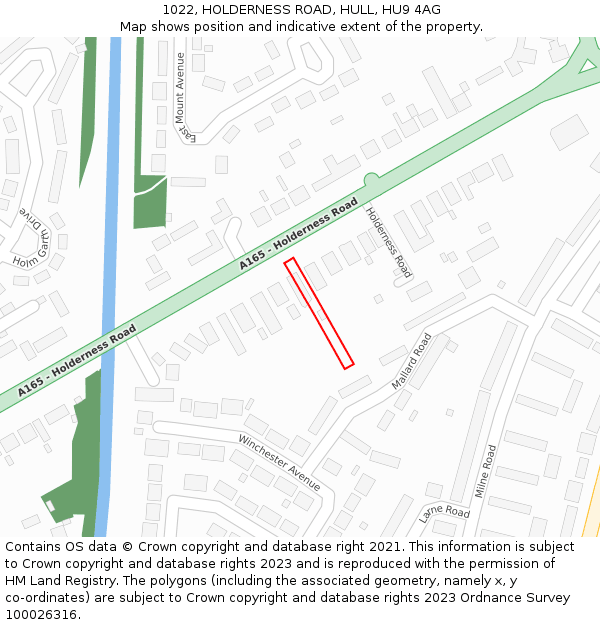 1022, HOLDERNESS ROAD, HULL, HU9 4AG: Location map and indicative extent of plot