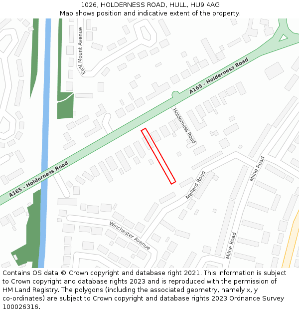 1026, HOLDERNESS ROAD, HULL, HU9 4AG: Location map and indicative extent of plot