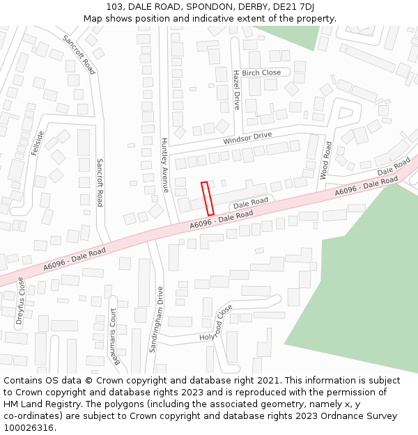 103, DALE ROAD, SPONDON, DERBY, DE21 7DJ: Location map and indicative extent of plot