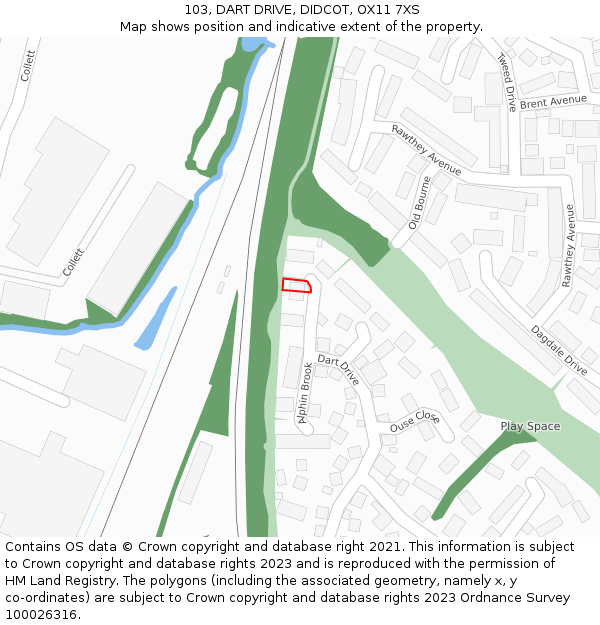 103, DART DRIVE, DIDCOT, OX11 7XS: Location map and indicative extent of plot