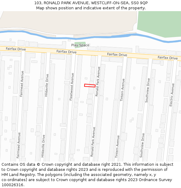 103, RONALD PARK AVENUE, WESTCLIFF-ON-SEA, SS0 9QP: Location map and indicative extent of plot