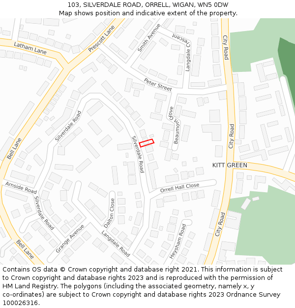 103, SILVERDALE ROAD, ORRELL, WIGAN, WN5 0DW: Location map and indicative extent of plot