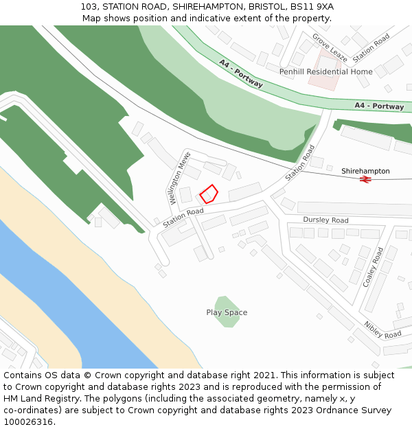 103, STATION ROAD, SHIREHAMPTON, BRISTOL, BS11 9XA: Location map and indicative extent of plot