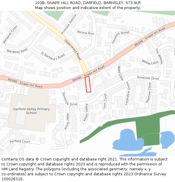 103B, SNAPE HILL ROAD, DARFIELD, BARNSLEY, S73 9LR: Location map and indicative extent of plot