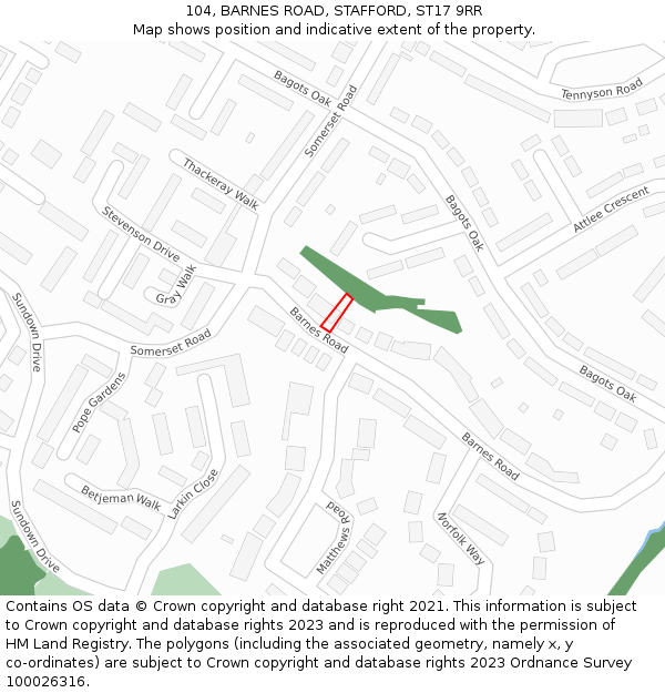104, BARNES ROAD, STAFFORD, ST17 9RR: Location map and indicative extent of plot