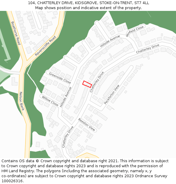 104, CHATTERLEY DRIVE, KIDSGROVE, STOKE-ON-TRENT, ST7 4LL: Location map and indicative extent of plot