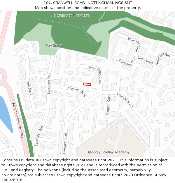 104, CRANWELL ROAD, NOTTINGHAM, NG8 6NT: Location map and indicative extent of plot