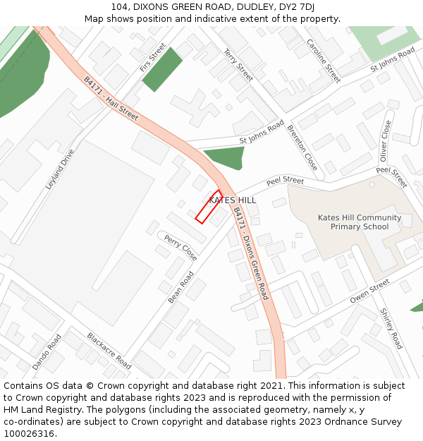 104, DIXONS GREEN ROAD, DUDLEY, DY2 7DJ: Location map and indicative extent of plot