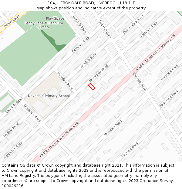 104, HERONDALE ROAD, LIVERPOOL, L18 1LB: Location map and indicative extent of plot