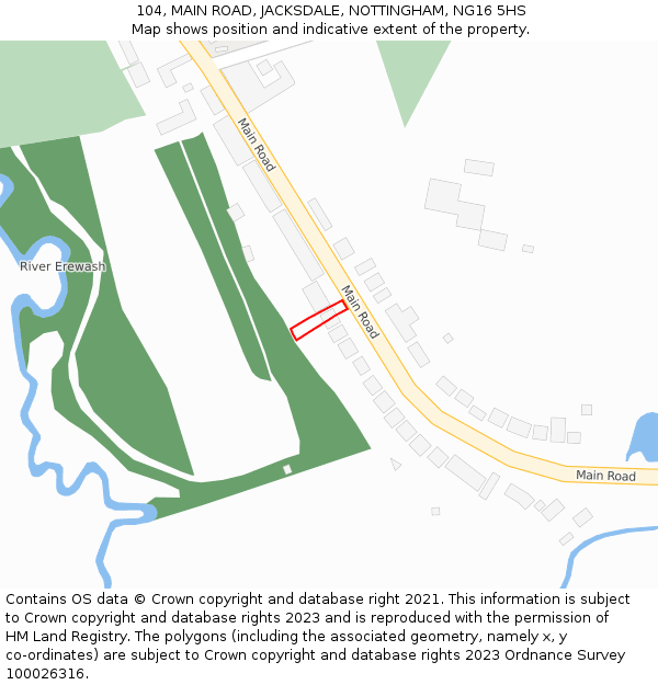104, MAIN ROAD, JACKSDALE, NOTTINGHAM, NG16 5HS: Location map and indicative extent of plot