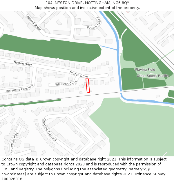104, NESTON DRIVE, NOTTINGHAM, NG6 8QY: Location map and indicative extent of plot