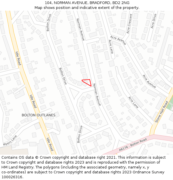 104, NORMAN AVENUE, BRADFORD, BD2 2NG: Location map and indicative extent of plot