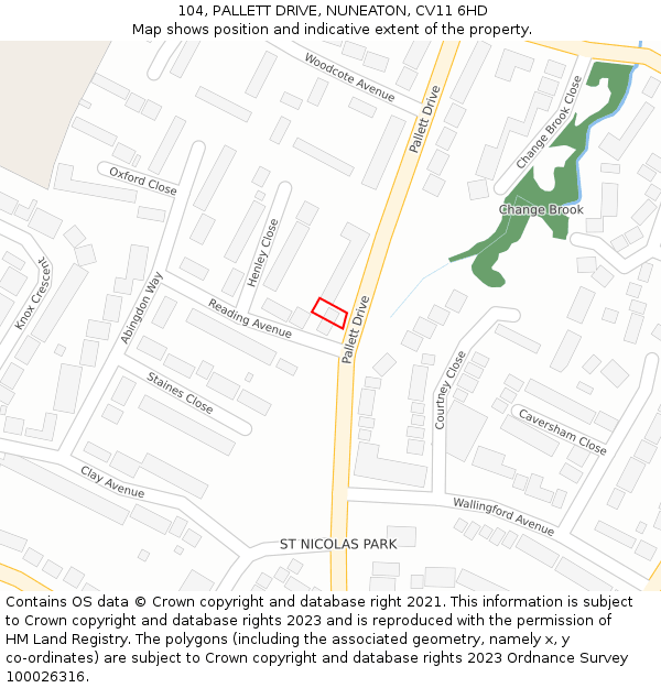 104, PALLETT DRIVE, NUNEATON, CV11 6HD: Location map and indicative extent of plot