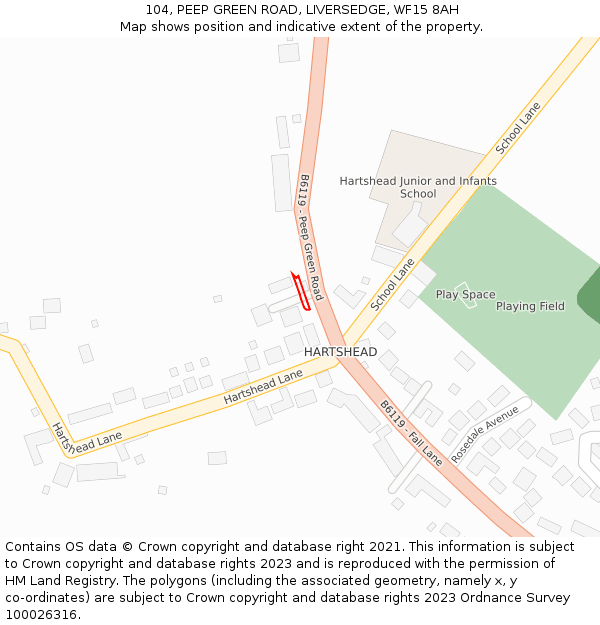 104, PEEP GREEN ROAD, LIVERSEDGE, WF15 8AH: Location map and indicative extent of plot