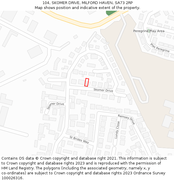 104, SKOMER DRIVE, MILFORD HAVEN, SA73 2RP: Location map and indicative extent of plot