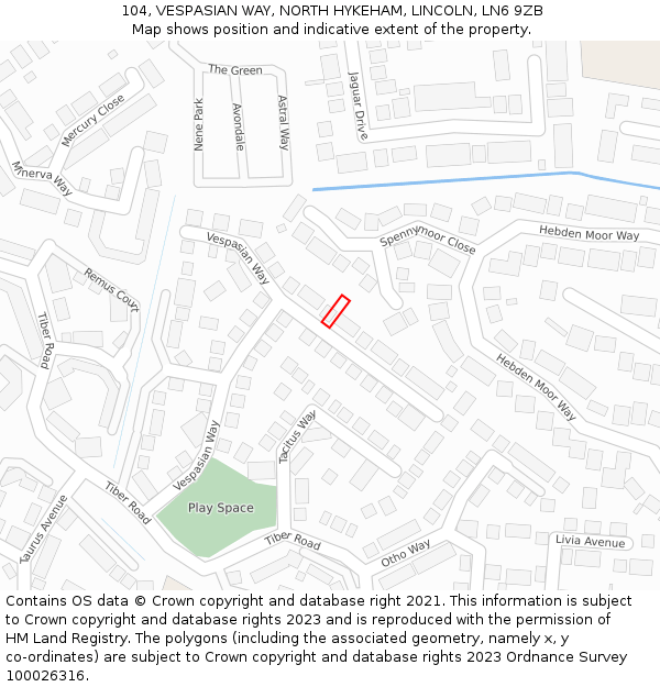 104, VESPASIAN WAY, NORTH HYKEHAM, LINCOLN, LN6 9ZB: Location map and indicative extent of plot