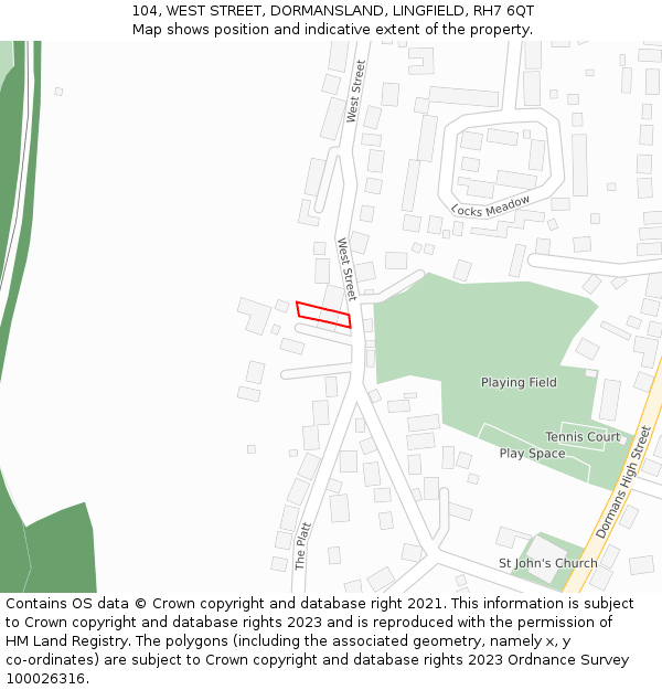 104, WEST STREET, DORMANSLAND, LINGFIELD, RH7 6QT: Location map and indicative extent of plot