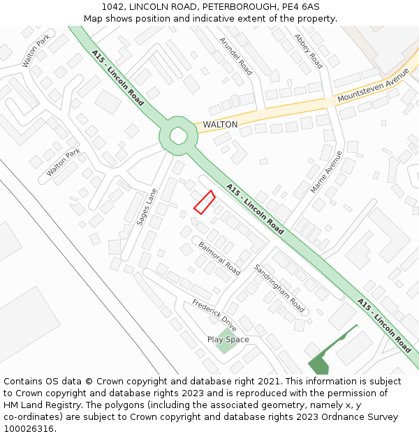 1042, LINCOLN ROAD, PETERBOROUGH, PE4 6AS: Location map and indicative extent of plot