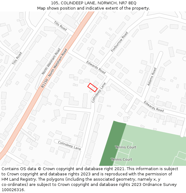 105, COLINDEEP LANE, NORWICH, NR7 8EQ: Location map and indicative extent of plot