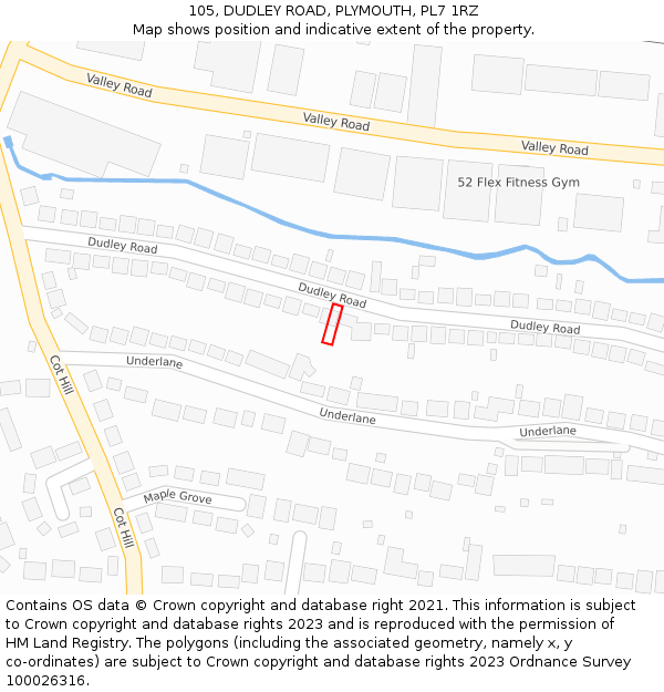 105, DUDLEY ROAD, PLYMOUTH, PL7 1RZ: Location map and indicative extent of plot