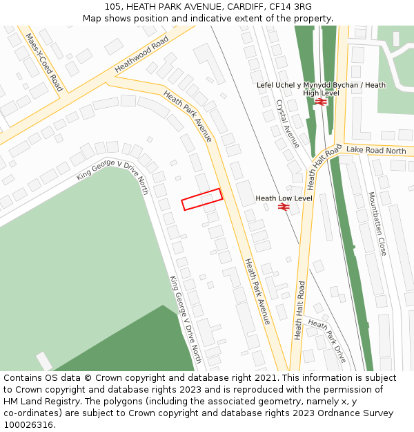 105, HEATH PARK AVENUE, CARDIFF, CF14 3RG: Location map and indicative extent of plot