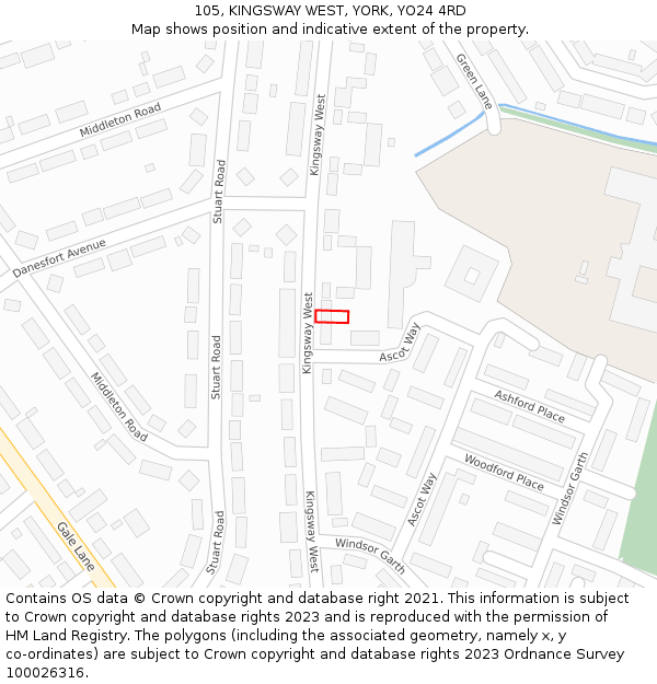 105, KINGSWAY WEST, YORK, YO24 4RD: Location map and indicative extent of plot
