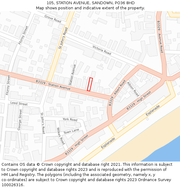 105, STATION AVENUE, SANDOWN, PO36 8HD: Location map and indicative extent of plot