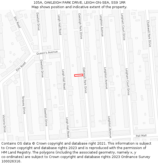 105A, OAKLEIGH PARK DRIVE, LEIGH-ON-SEA, SS9 1RR: Location map and indicative extent of plot