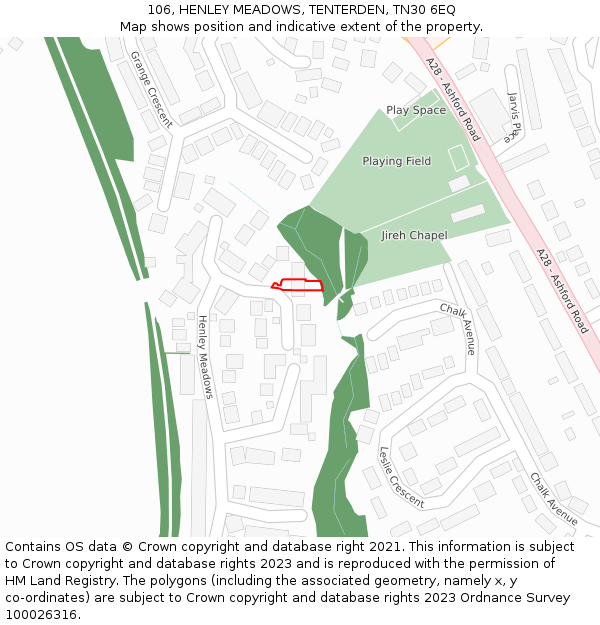 106, HENLEY MEADOWS, TENTERDEN, TN30 6EQ: Location map and indicative extent of plot