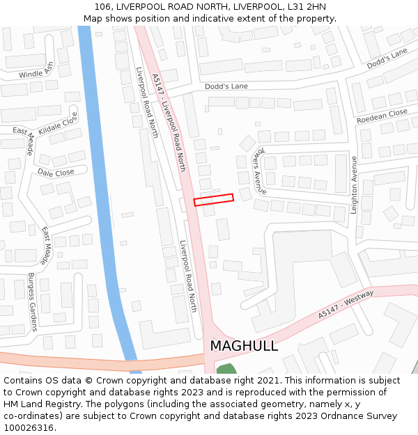106, LIVERPOOL ROAD NORTH, LIVERPOOL, L31 2HN: Location map and indicative extent of plot