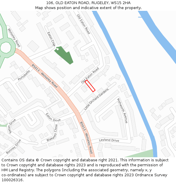 106, OLD EATON ROAD, RUGELEY, WS15 2HA: Location map and indicative extent of plot