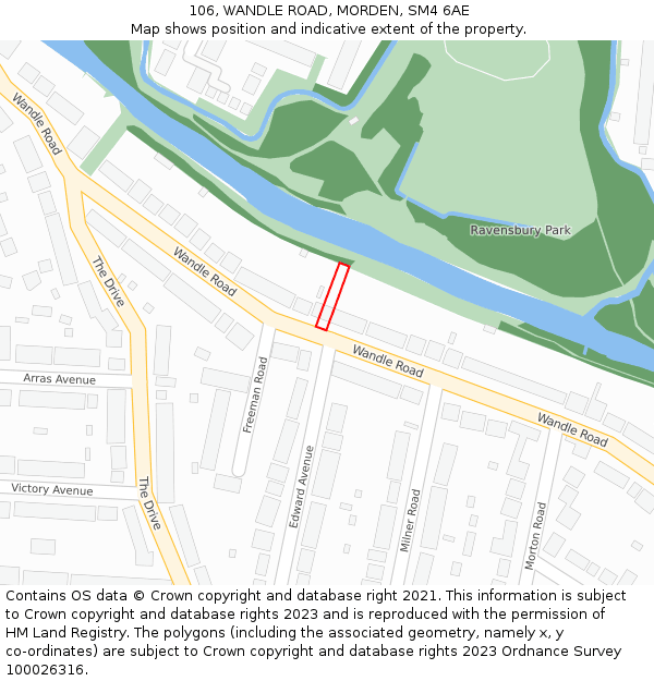 106, WANDLE ROAD, MORDEN, SM4 6AE: Location map and indicative extent of plot
