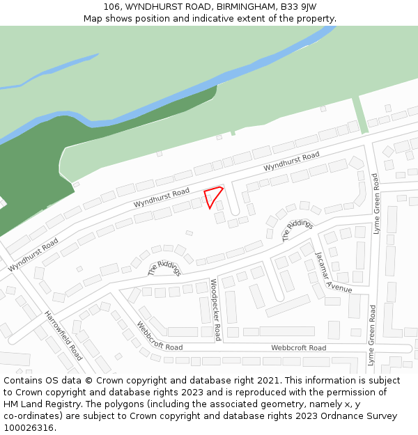 106, WYNDHURST ROAD, BIRMINGHAM, B33 9JW: Location map and indicative extent of plot