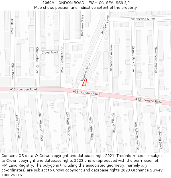 1069A, LONDON ROAD, LEIGH-ON-SEA, SS9 3JP: Location map and indicative extent of plot
