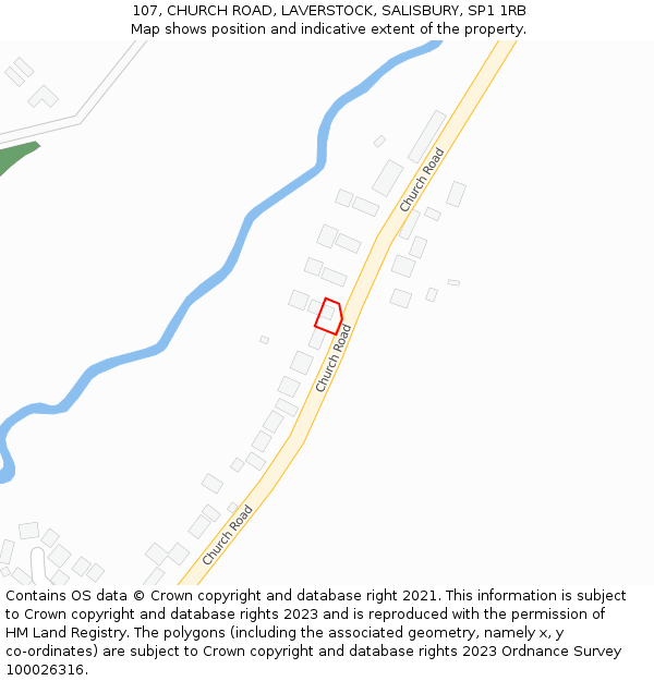 107, CHURCH ROAD, LAVERSTOCK, SALISBURY, SP1 1RB: Location map and indicative extent of plot