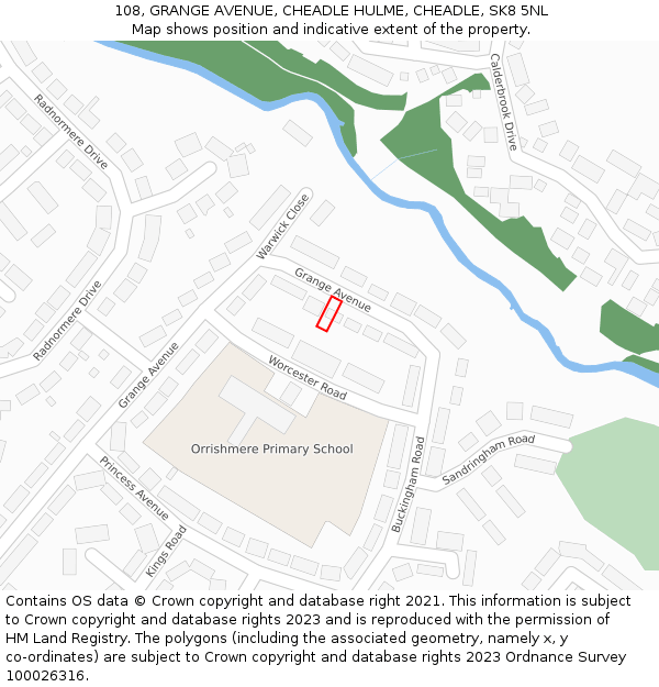 108, GRANGE AVENUE, CHEADLE HULME, CHEADLE, SK8 5NL: Location map and indicative extent of plot