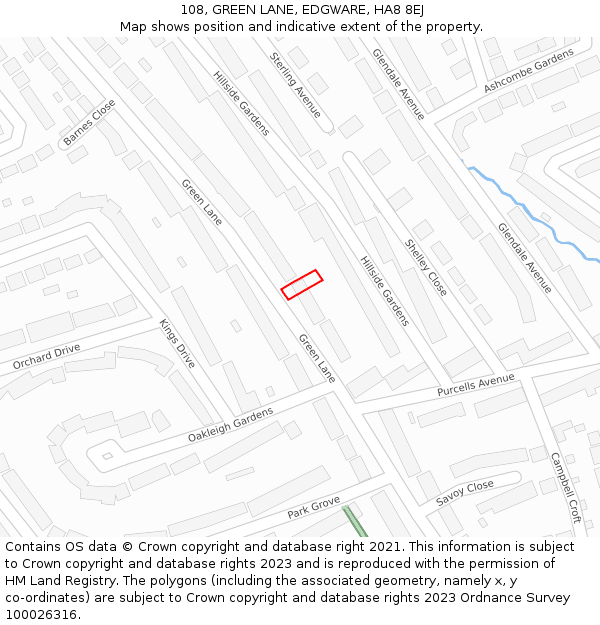 108, GREEN LANE, EDGWARE, HA8 8EJ: Location map and indicative extent of plot