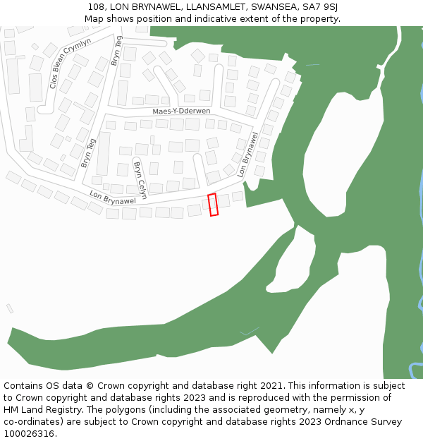 108, LON BRYNAWEL, LLANSAMLET, SWANSEA, SA7 9SJ: Location map and indicative extent of plot
