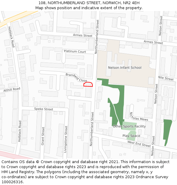 108, NORTHUMBERLAND STREET, NORWICH, NR2 4EH: Location map and indicative extent of plot