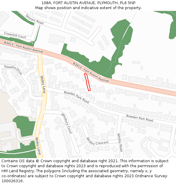 108A, FORT AUSTIN AVENUE, PLYMOUTH, PL6 5NP: Location map and indicative extent of plot