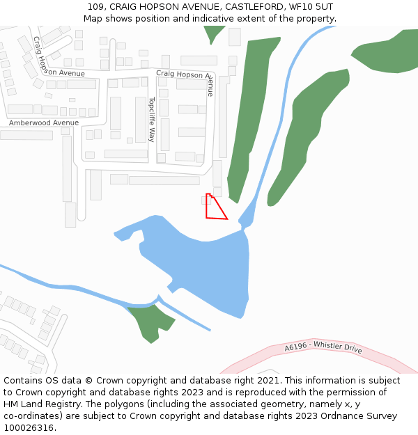 109, CRAIG HOPSON AVENUE, CASTLEFORD, WF10 5UT: Location map and indicative extent of plot