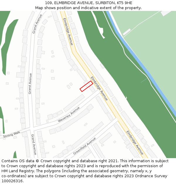 109, ELMBRIDGE AVENUE, SURBITON, KT5 9HE: Location map and indicative extent of plot