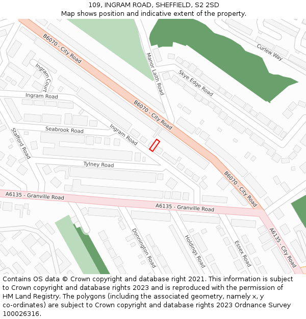 109, INGRAM ROAD, SHEFFIELD, S2 2SD: Location map and indicative extent of plot