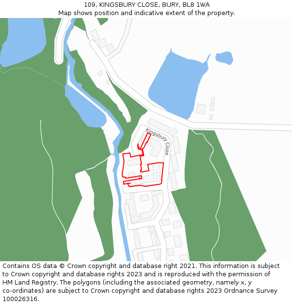 109, KINGSBURY CLOSE, BURY, BL8 1WA: Location map and indicative extent of plot